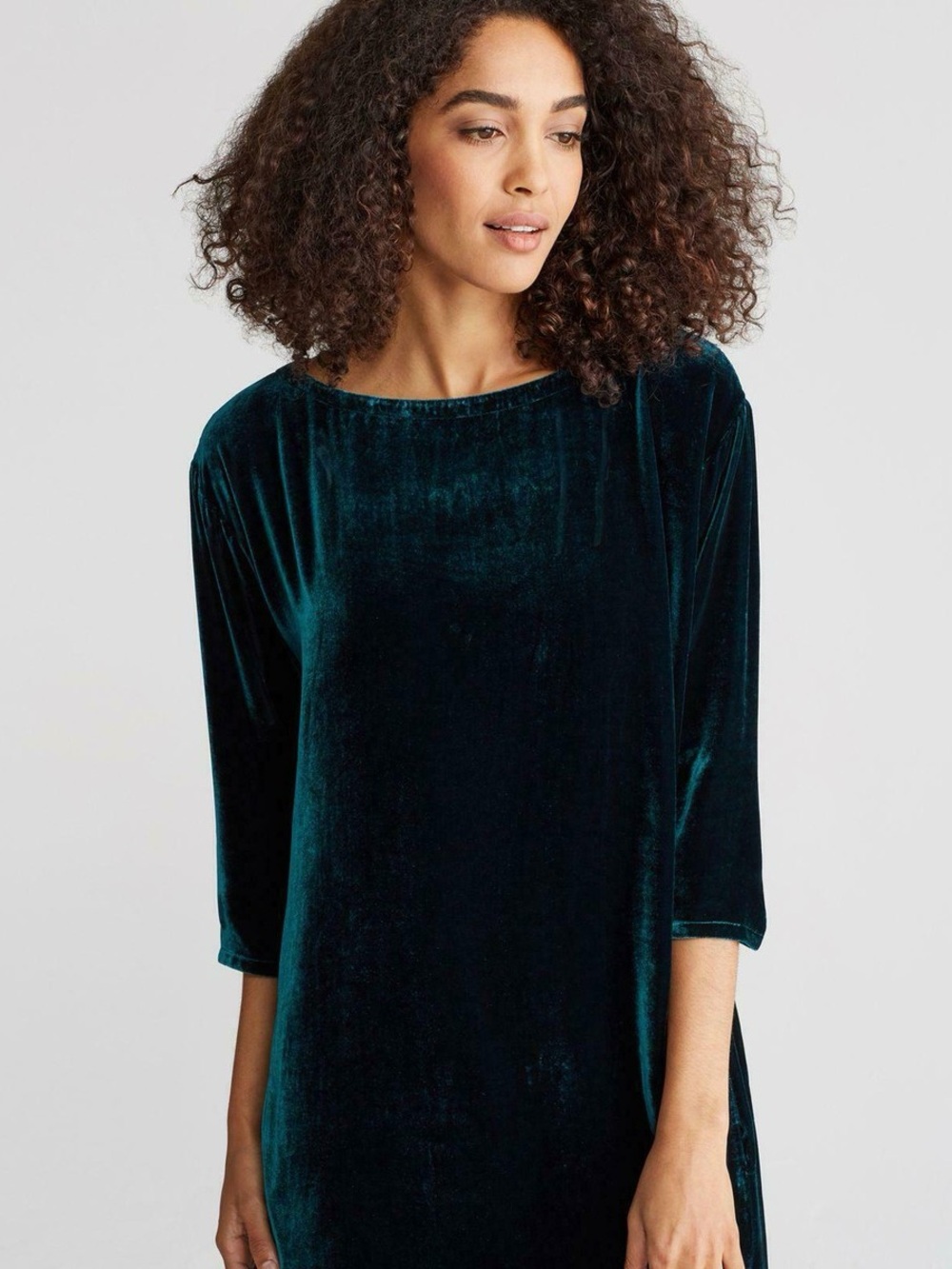 Eileen Fisher Teal Velvet Midi Dress